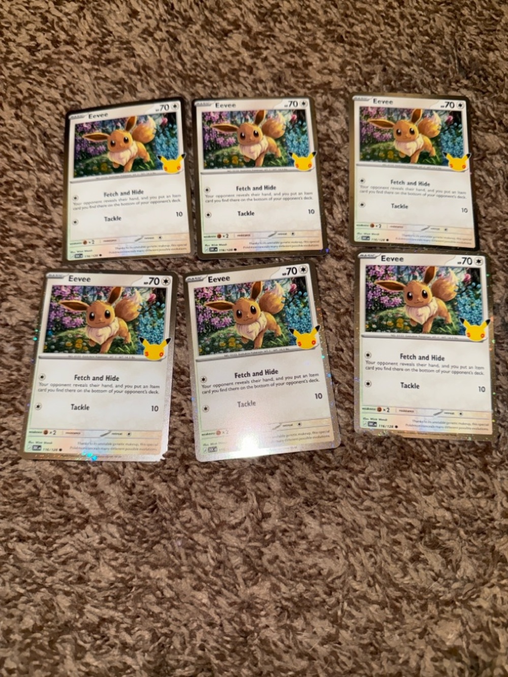 6 Pokémon TCG Eevee Cosmos Holo 116/128 - ME: 30th Celebration (30C)